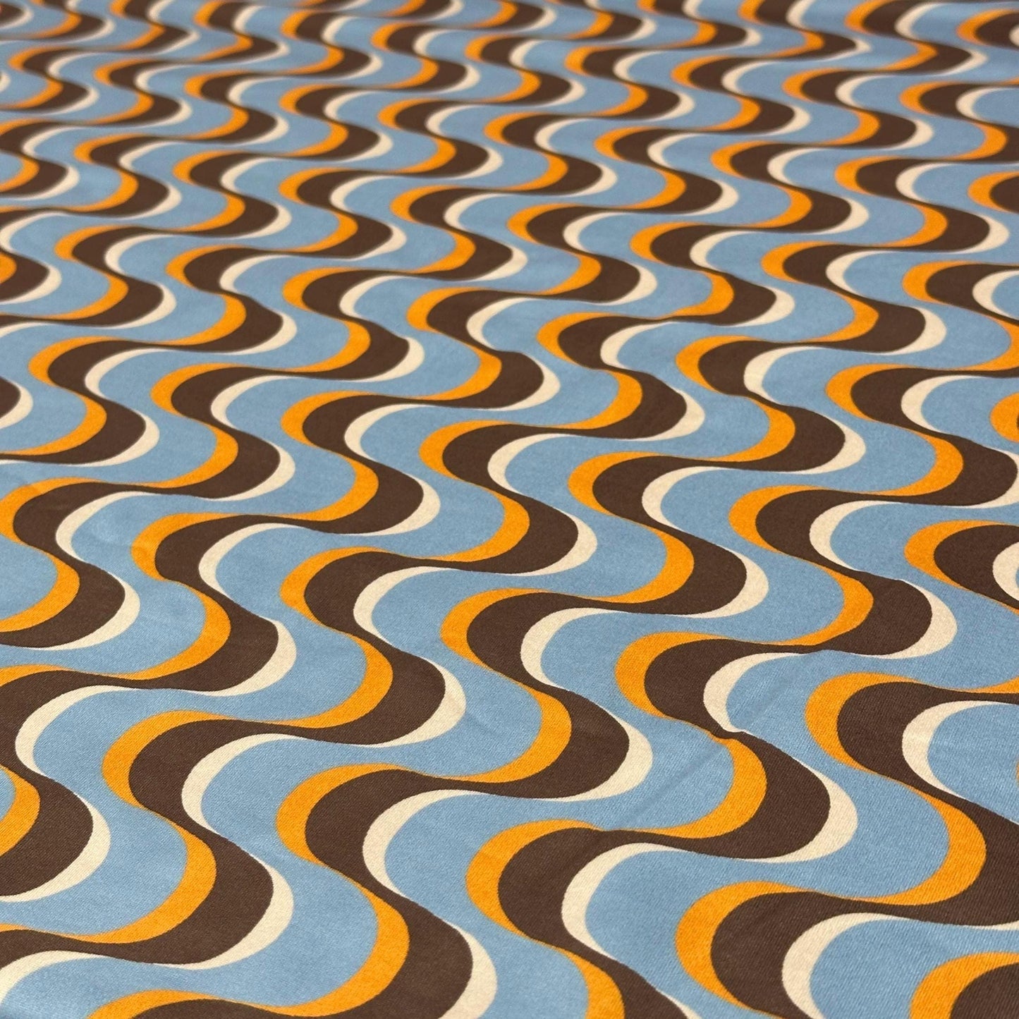 DBP Double Brushed Poly Spandex DTY Print Retro Wave Hazy Swirl 70s 80s Boho Print By The Yard