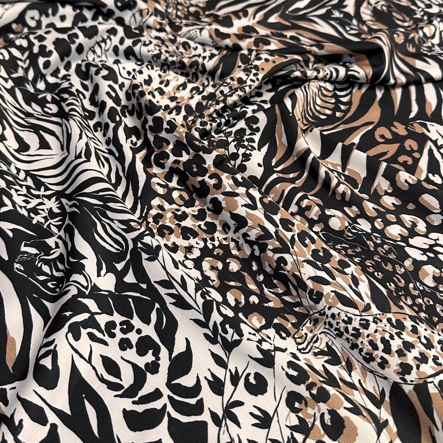 4 Way Stretch Print Nylon Spandex Fabric By The Yard Tricot Swim Wear Bikini Active Wear Brown Cheetah Zebra Leopard Animal Print 280 GSM
