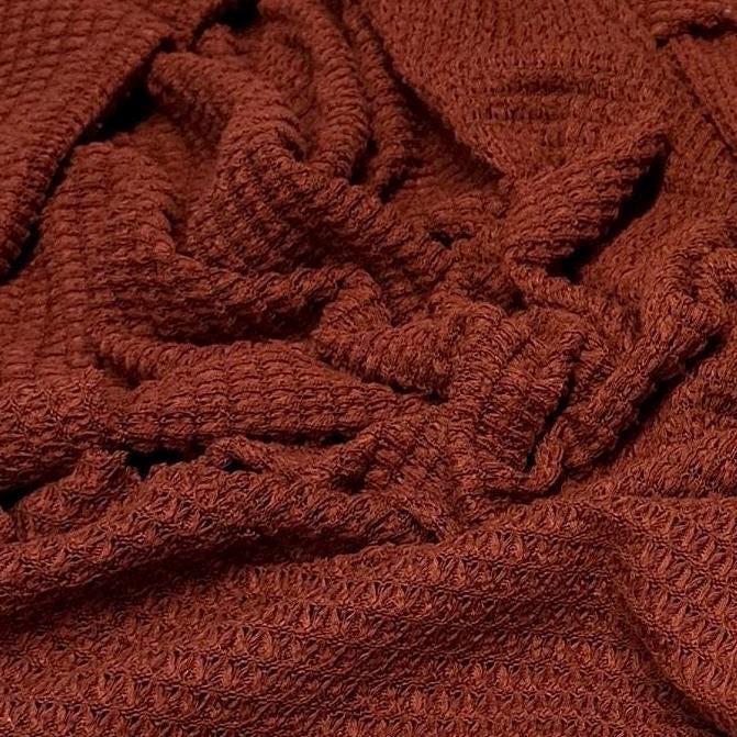 Open Weave Chunky Waffle Sweater Knit Fabric By The Yard | 250GSM Fall Colors #3