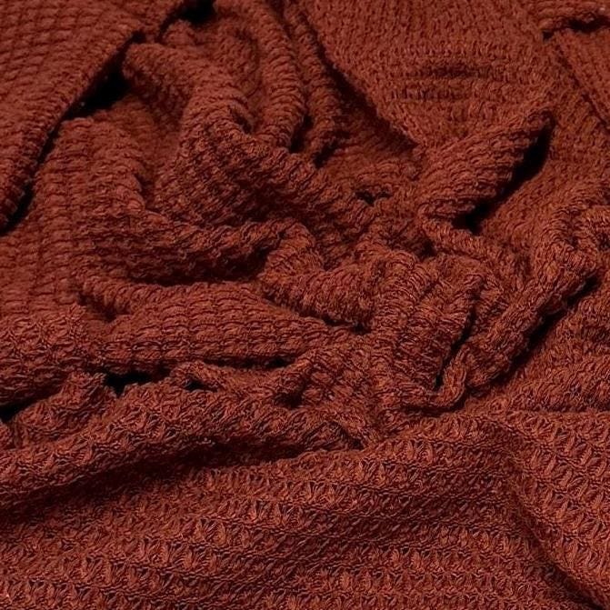 Open Weave Chunky Waffle Sweater Knit Fabric By The Yard | 250GSM Fall Colors #3