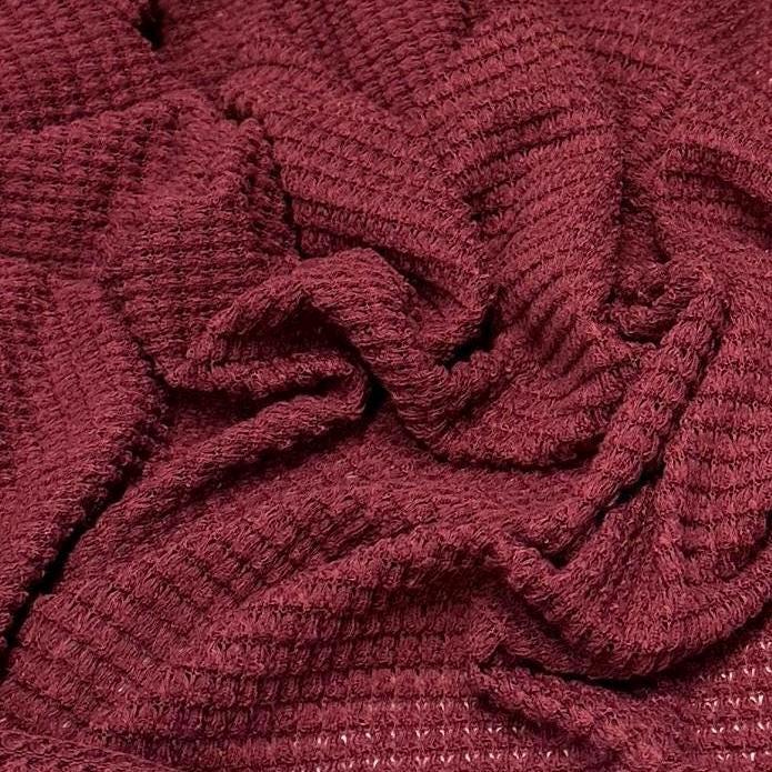 Open Weave Chunky Waffle Sweater Knit Fabric By The Yard | 250GSM Fall Colors #3