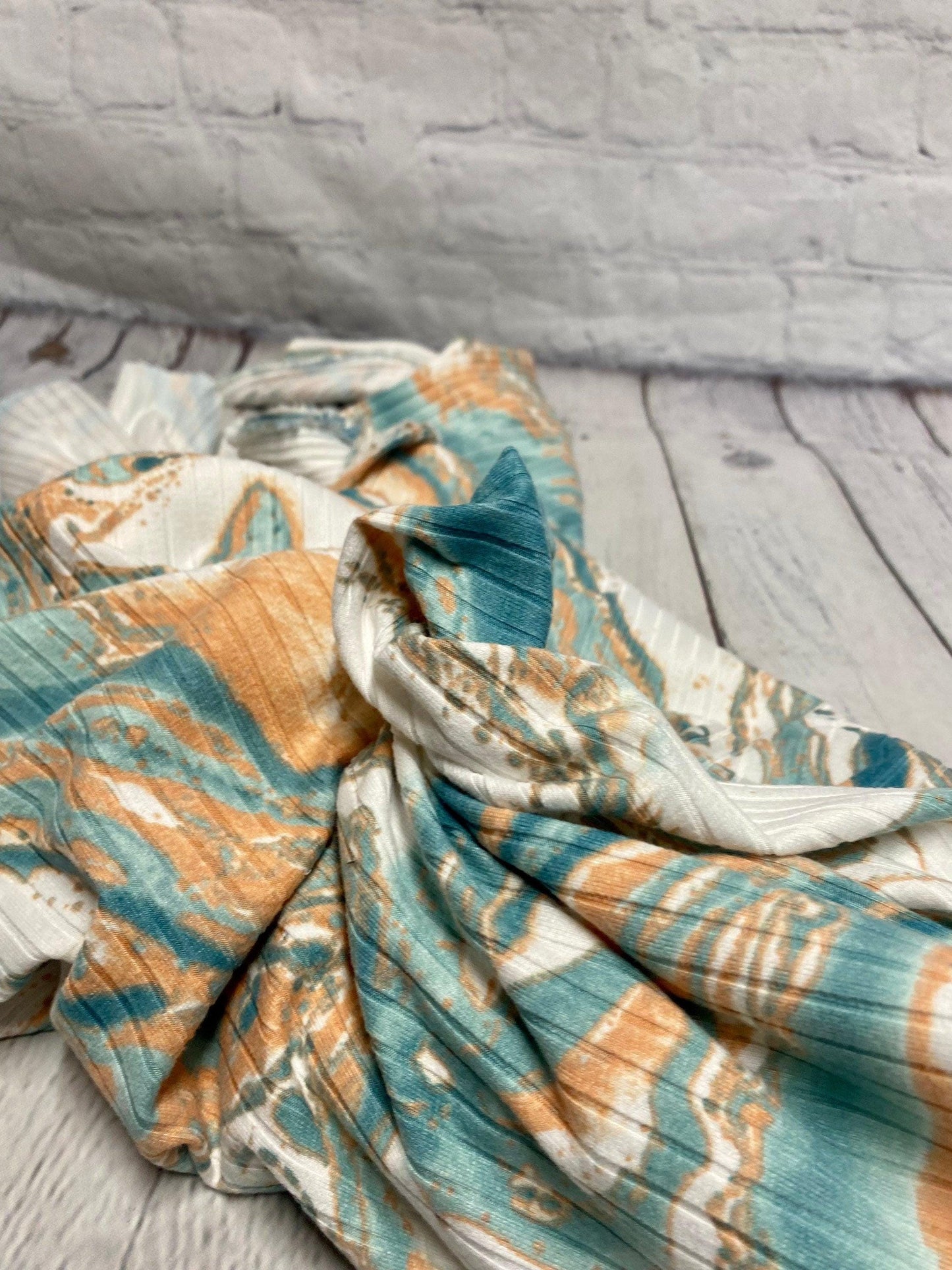 DBP 8x2 Rib Knit Marble Tie Dye Double Brushed Polyester Fabric By The Yard