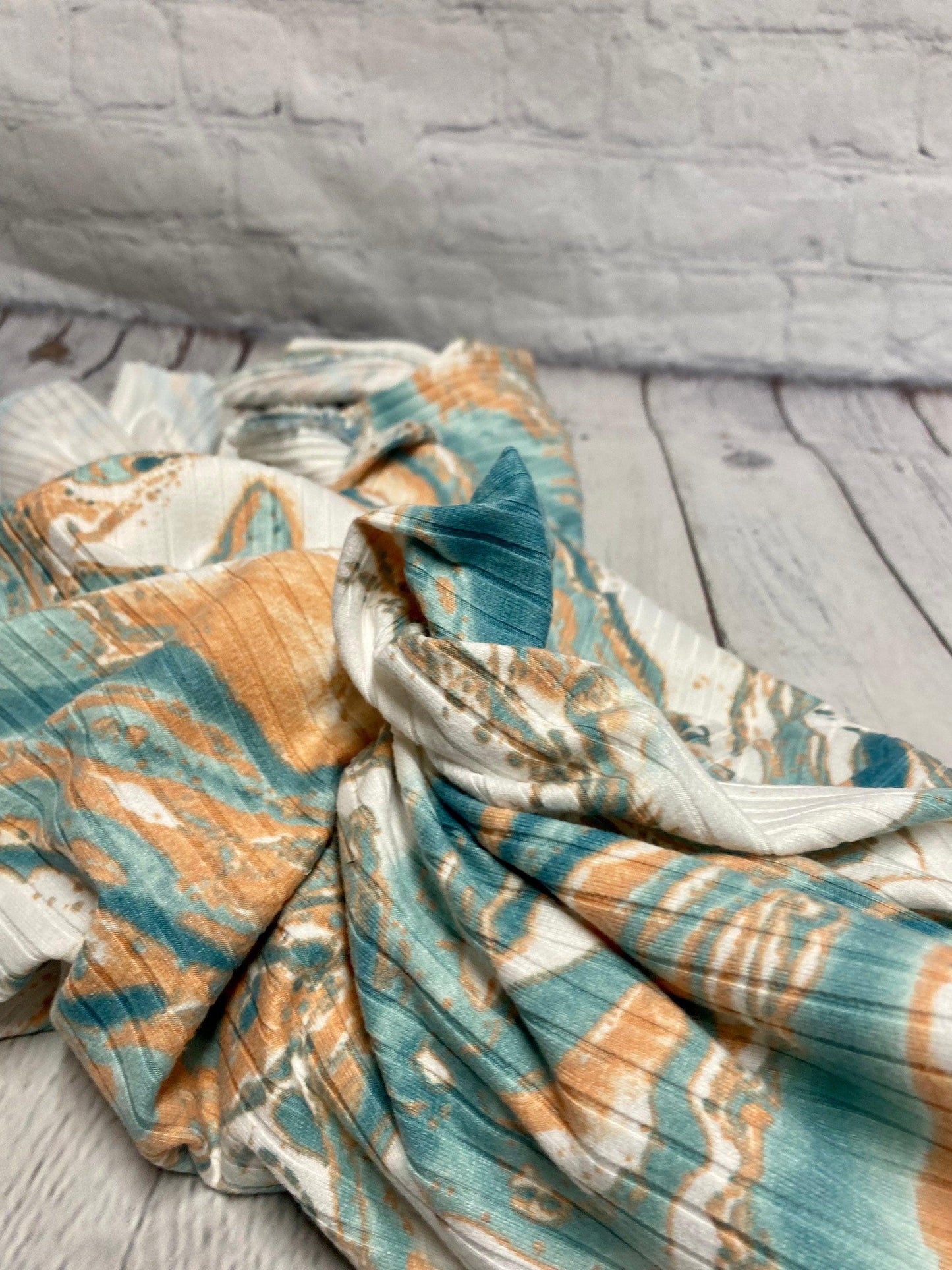 DBP 8x2 Rib Knit Marble Tie Dye Double Brushed Polyester Fabric By The Yard