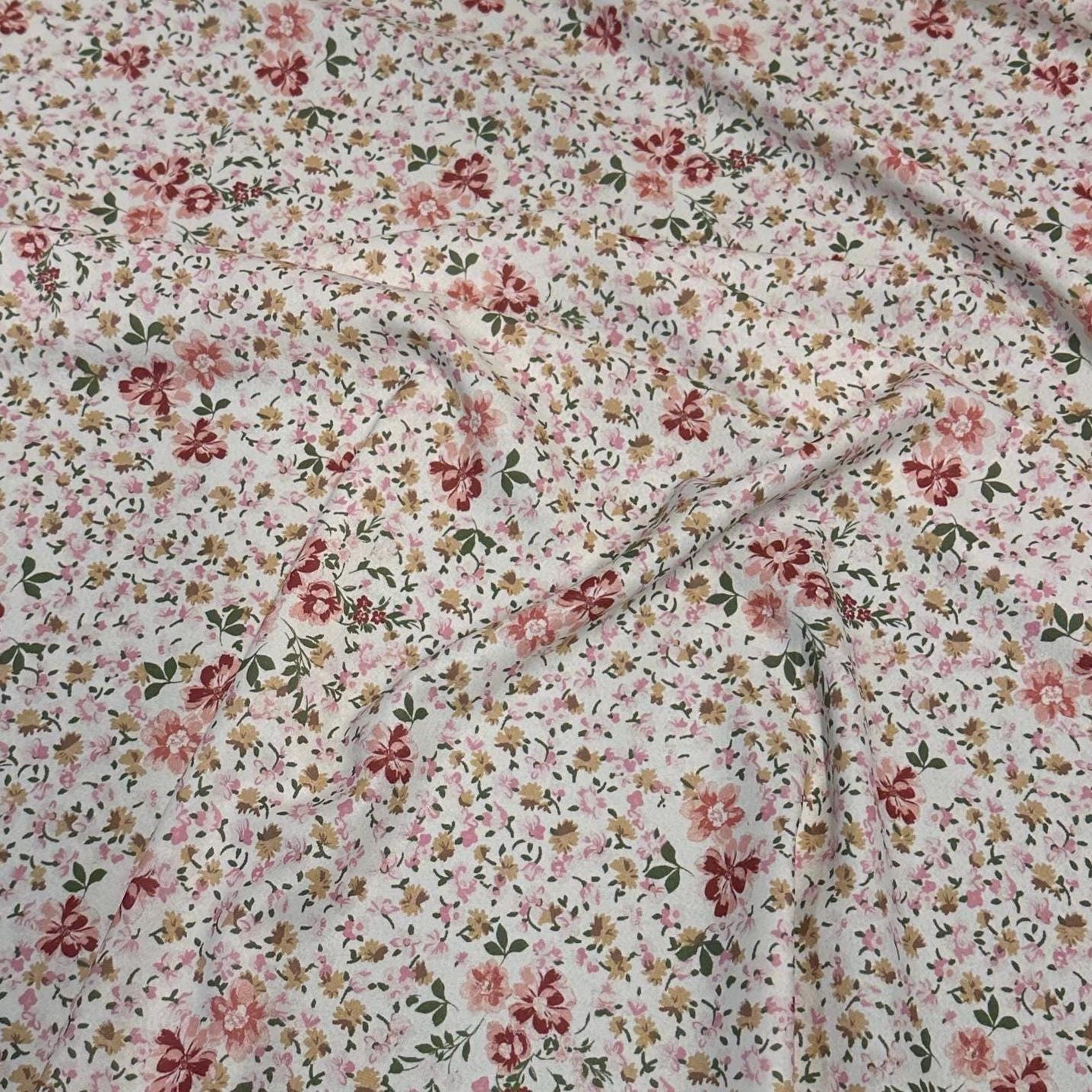 Airflow Woven Print Fabric By The Yard Small Mini Flower Summer Floral Print white Multicolor