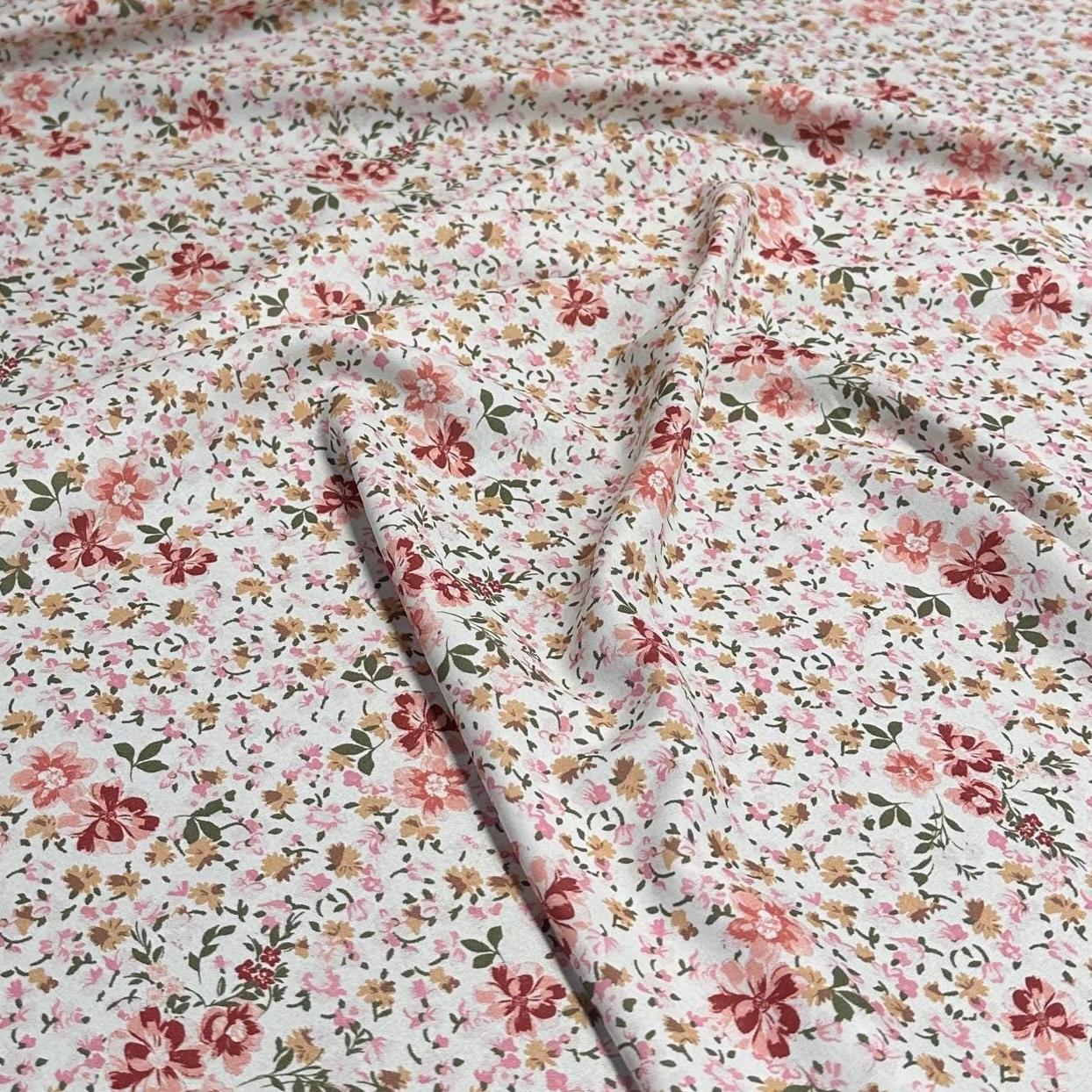 Airflow Woven Print Fabric By The Yard Small Mini Flower Summer Floral Print white Multicolor