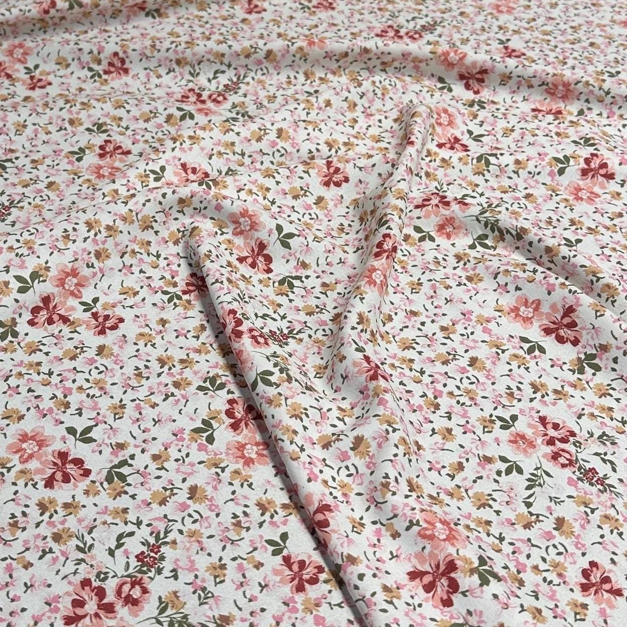Airflow Woven Print Fabric By The Yard Small Mini Flower Summer Floral Print white Multicolor