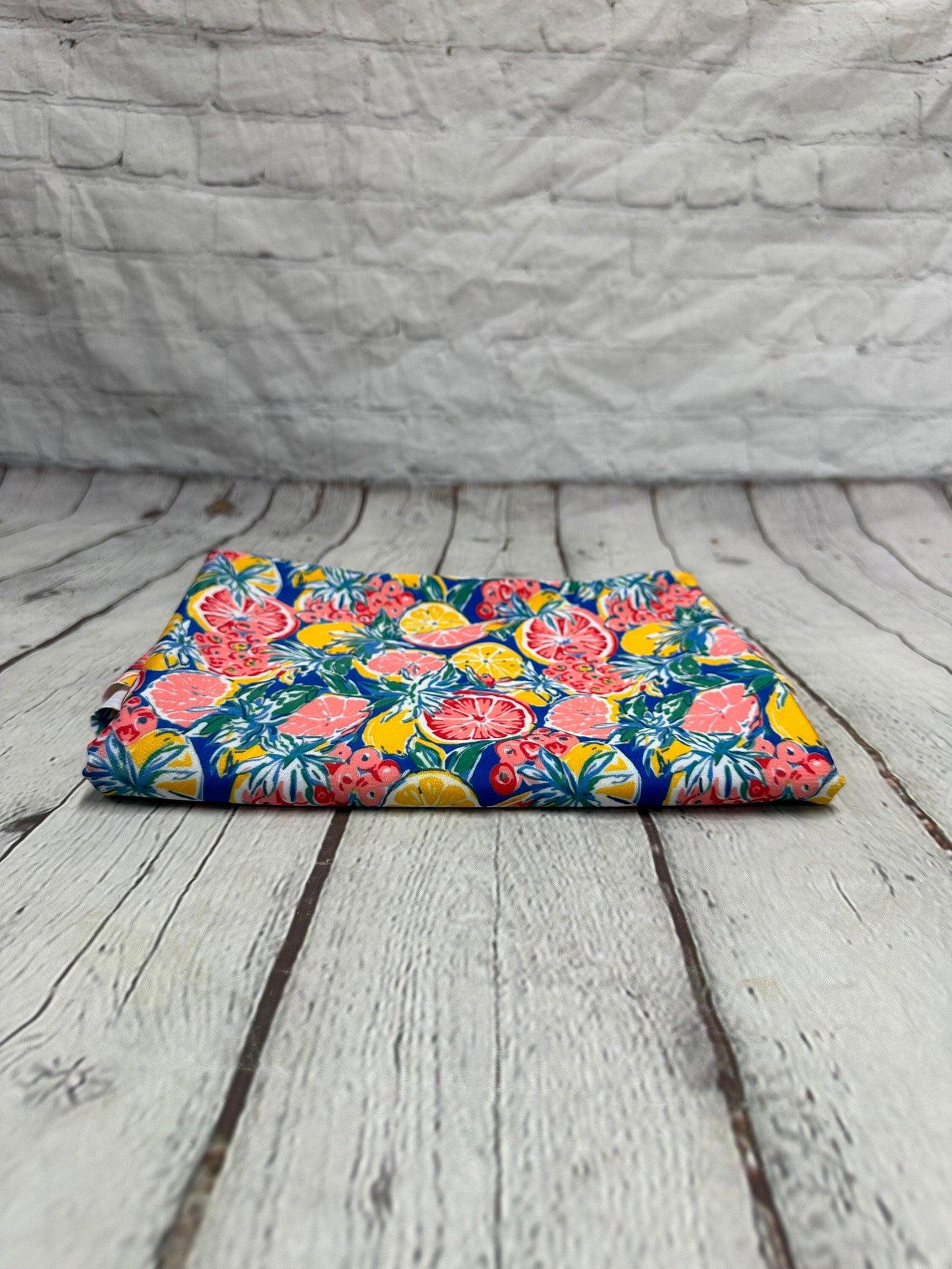 4 Way Stretch Print Spandex Fabric By The Yard Tricot Swim Wear Bikini Tropical Teal Lemon Fruit Orange Floral 280 GSM