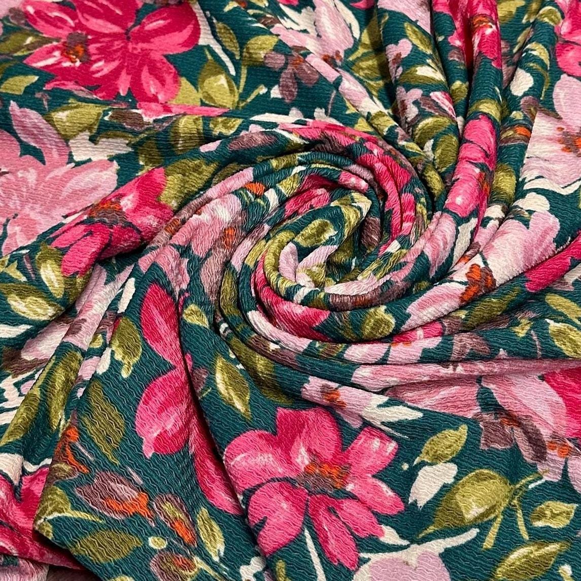 Floral Jacquard Texture Knit Spandex Flower Tropical Fabric By The Yard Bubble Knit Spandex Texture Knit