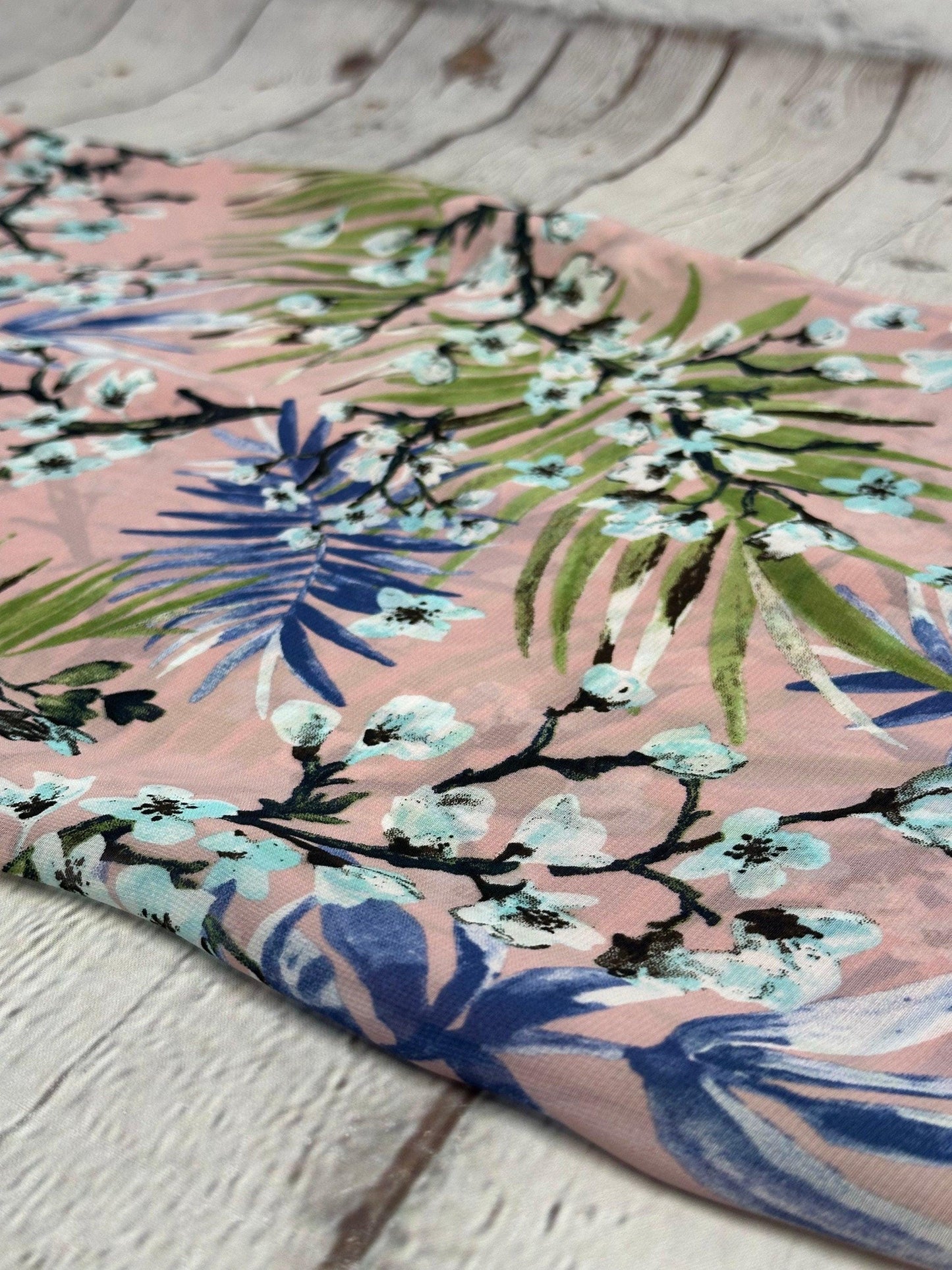 Polyester Chiffon Woven Print Fabric By The Yard Mauve Blossom Leaf Flower Summer Floral Print Summer Flowy Dress