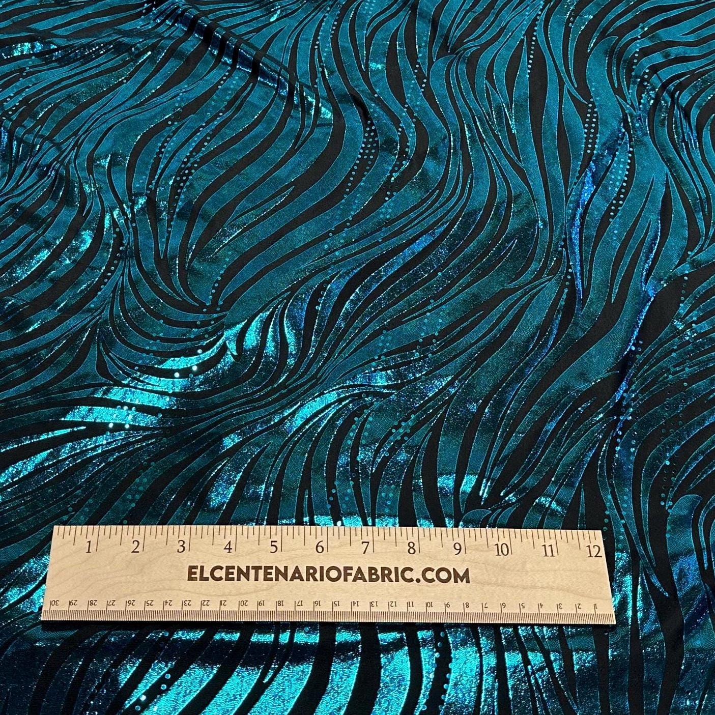 Foil Sequins Lurix Venezia 4 Way Flowy Polyester Spandex Knit Fabric By The Yard Dresses, Skirts, Swim Wear, Dance Wear Animal Zebra Print