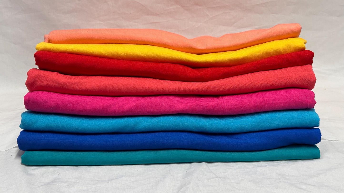 New Colors! 4-Way Stretch Bamboo Fabric| Soft Bamboo Spandex | Fabric By The Yard | For Dresses, Cardigans and Blouses | Primary Color Hue