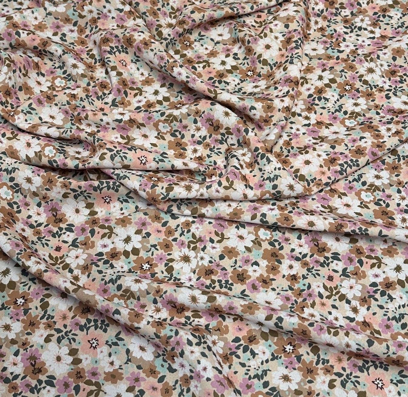 Airflow Woven Print Fabric By The Yard Small Multi Color Summer Floral Print