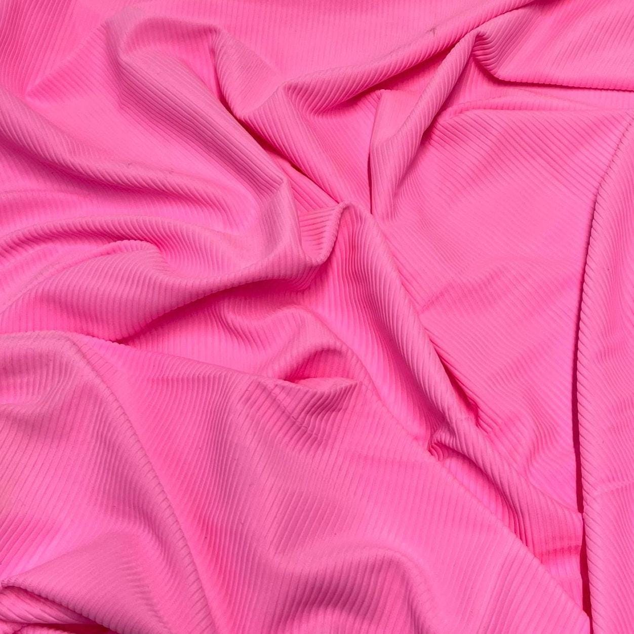Premium 4-Way Stretch Ribbed Nylon Spandex Fabric for Swimwear Fabric By The Yard Barbie Pink