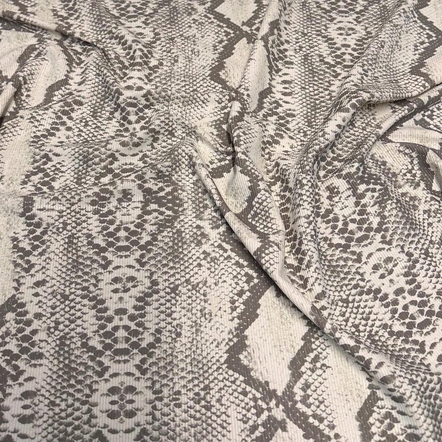 4 Way Stretch Print Rib Nylon Spandex Fabric By The Yard Tricot Swim Wear Bikini Active Wear Snake Animal Print Anaconda Reptile 280 GSM