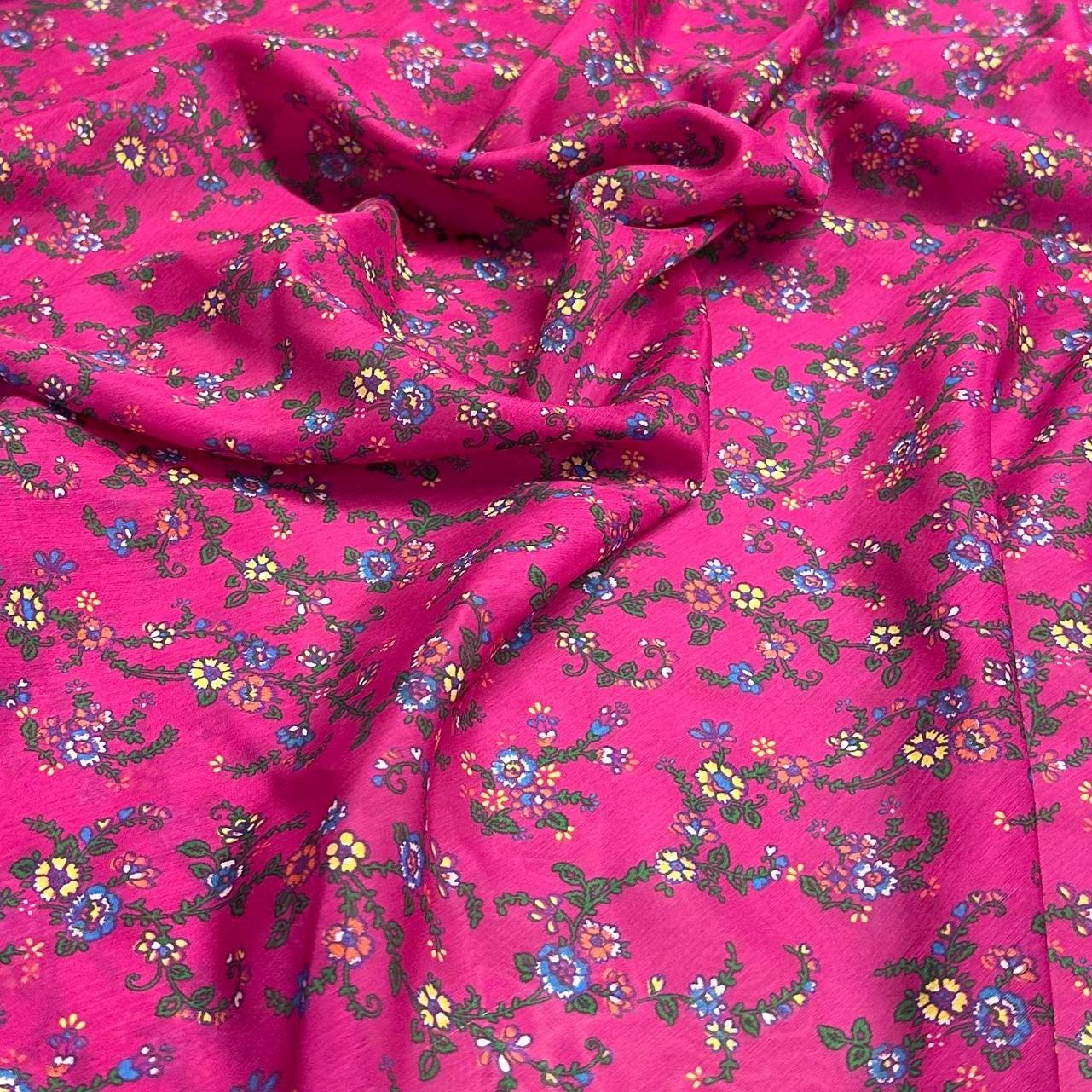 Cotton Silk Multi Color Varigated Stripe Print Fabric By The Yard