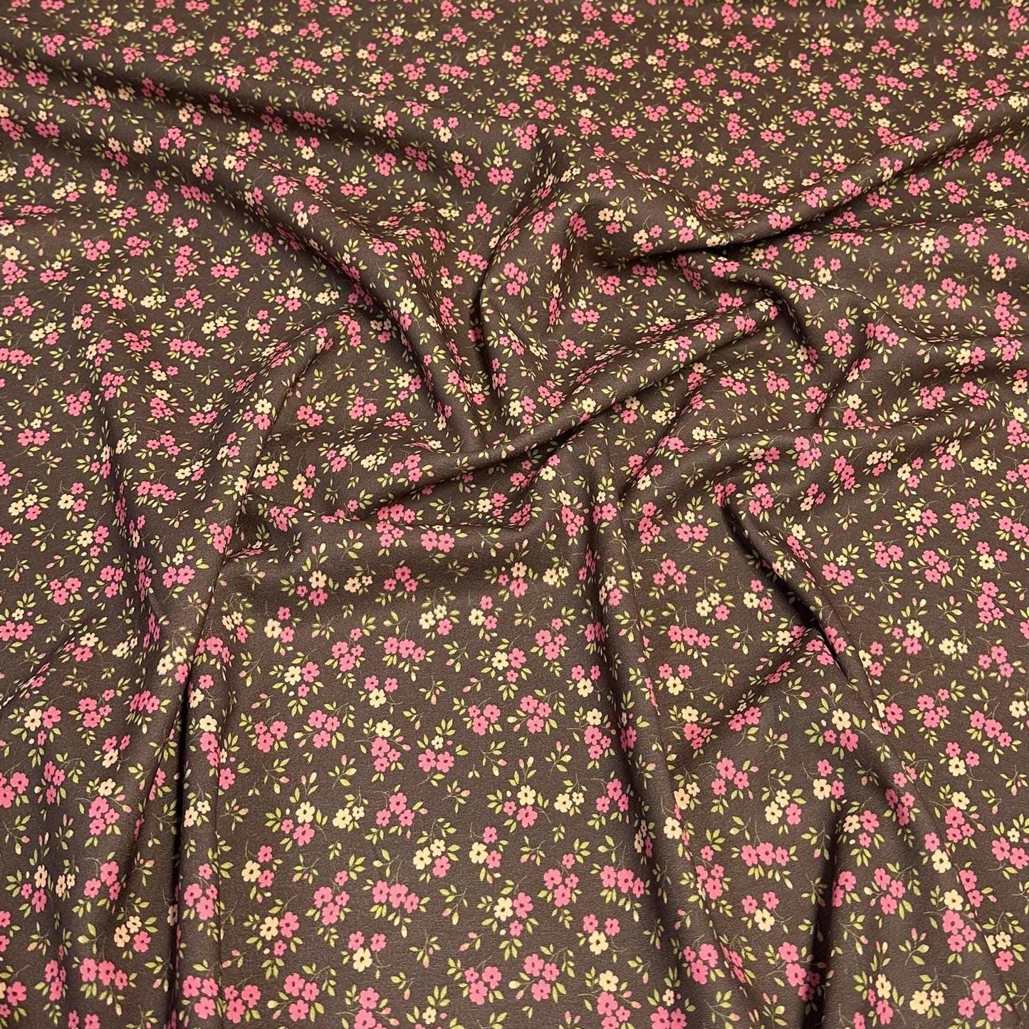 Airflow Woven Print Fabric By The Yard Brown Small Multi Color Summer Floral Print