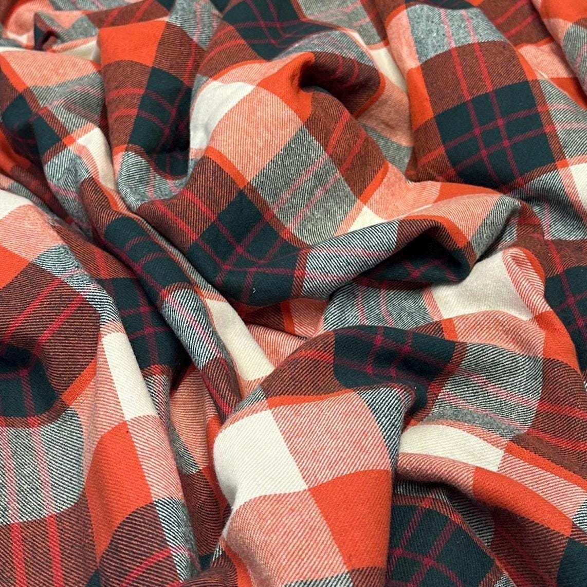 100% Cotton Brushed  Flannel Gingham Checkered Big Plaid