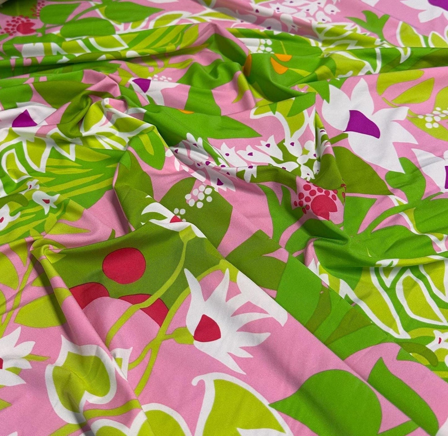 4 Way Stretch Print Nylon Spandex Fabric By The Yard Tricot Swim Wear Bikini Active Wear Tropical Floral Geometric Pink Green Flower