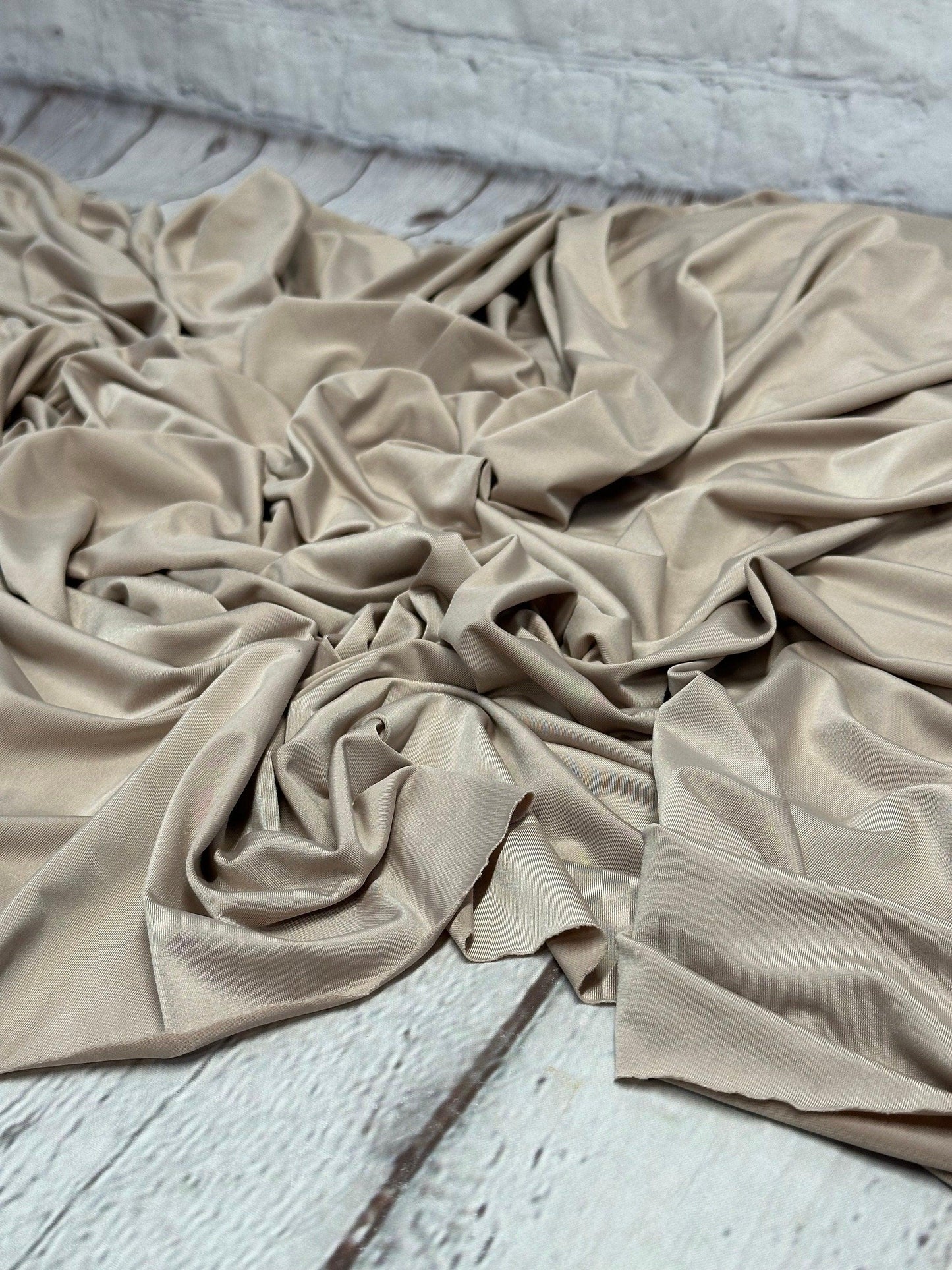 Venezia 4 Way Flowy Polyester Spandex Knit Fabric By The Yard Dresses, Skirts, Lingerie, intimates, Swim Wear, Lining, BodyCon Neutral Tone