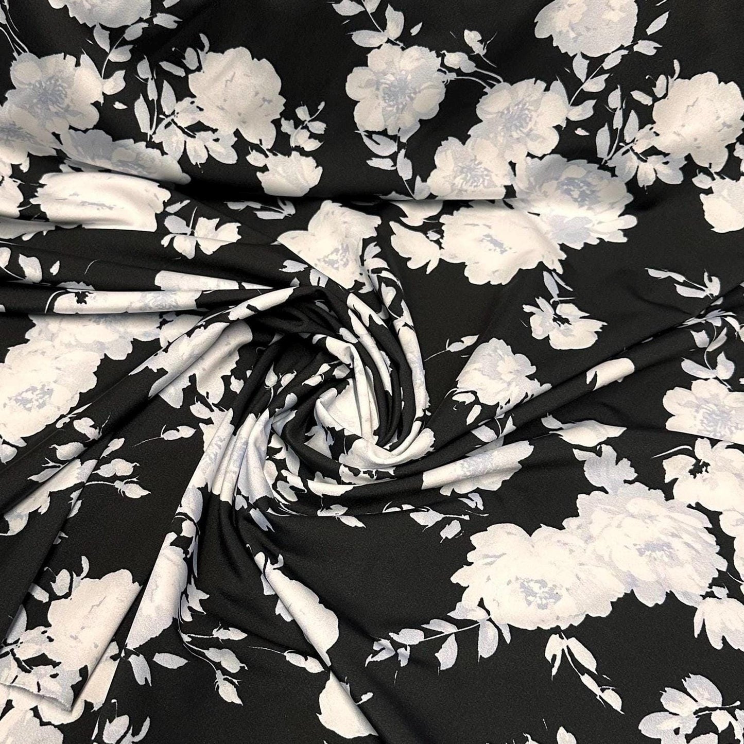 4 Way Stretch Assorted Print Nylon Spandex Fabric By The Yard Tricot Swim Wear Bikini Active Wear Black White Floral Print