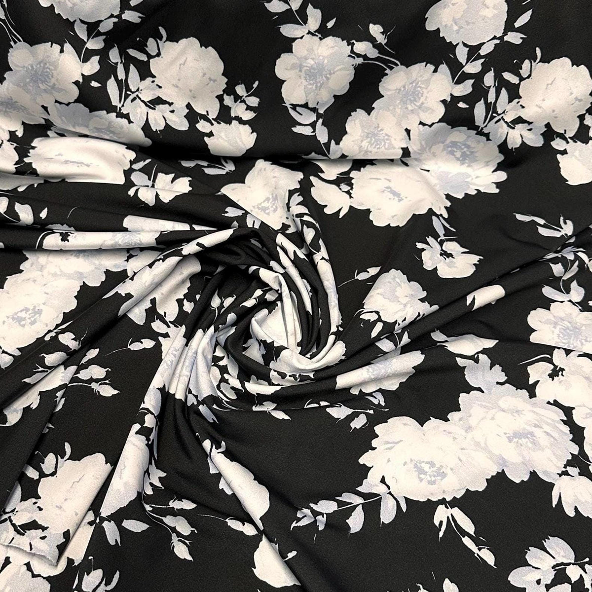 4 Way Stretch Assorted Print Nylon Spandex Fabric By The Yard Tricot Swim Wear Bikini Active Wear Black White Floral Print