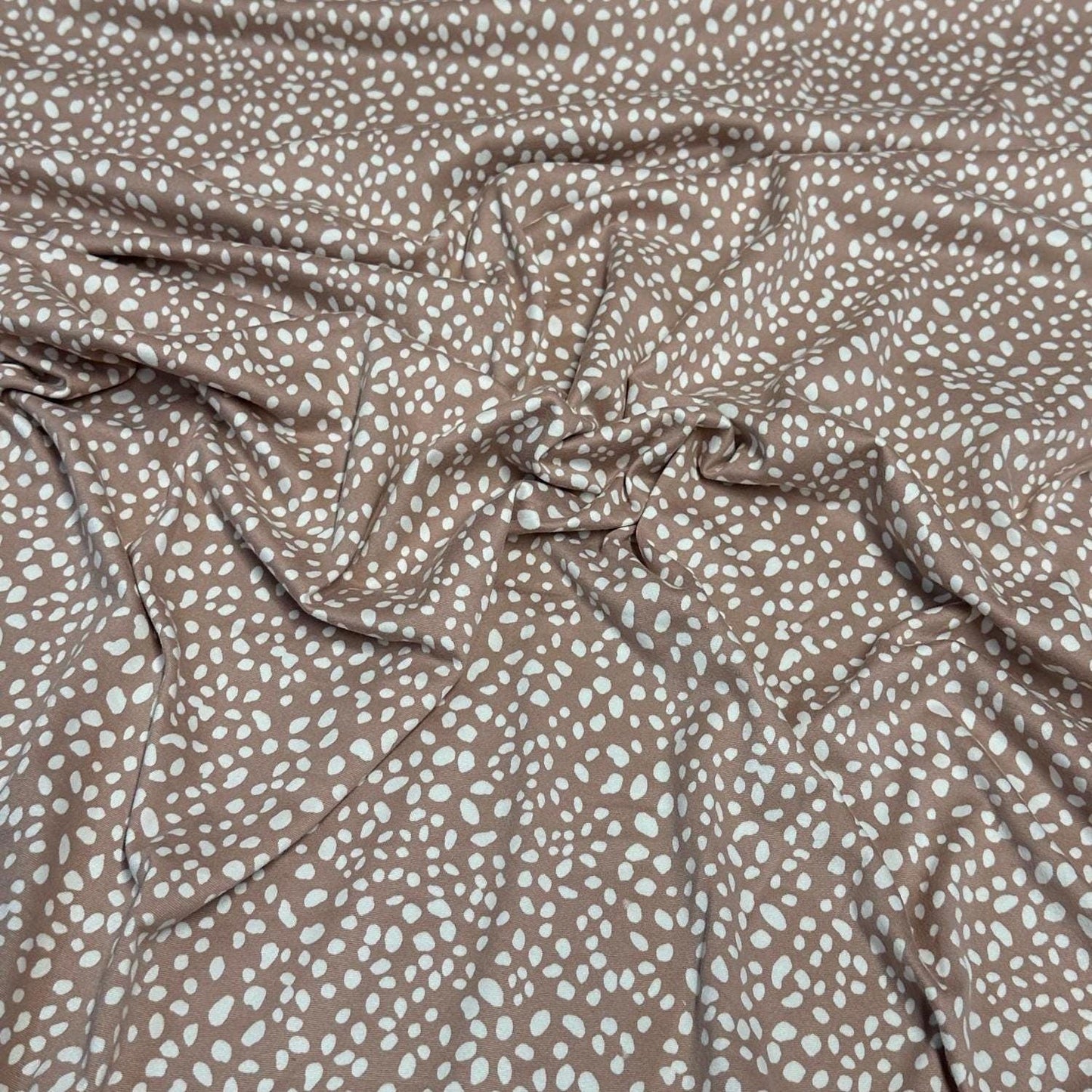 DBP Double Brushed Poly Spandex Print Mini Assorted Dot Polka Dot Print By The Yard Mauve