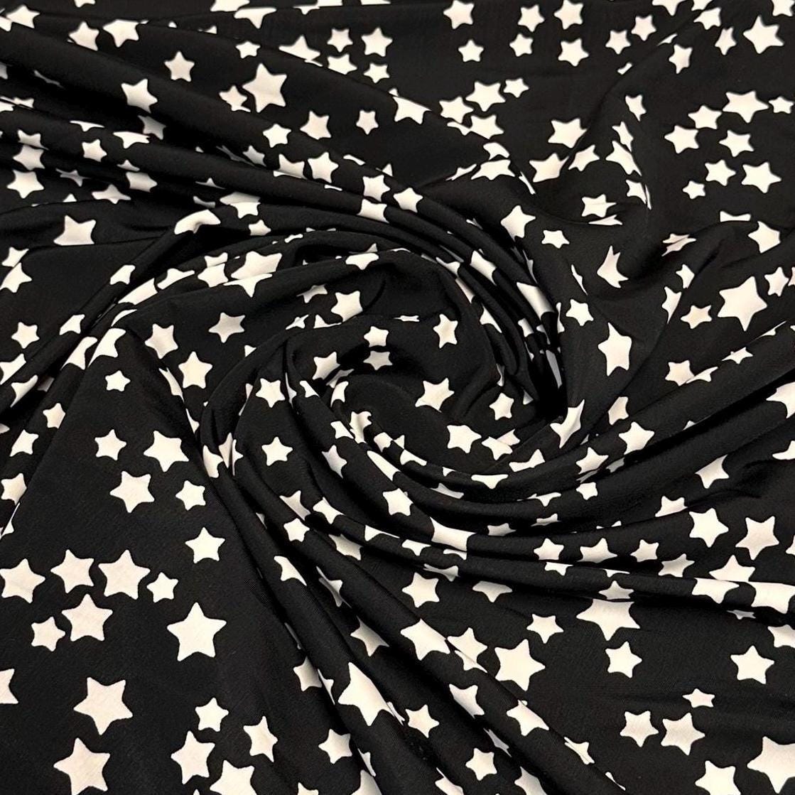4 Way Stretch Print Nylon Spandex Fabric By The Yard Tricot Swim Wear Bikini Active Wear Star Galaxy Print Black White