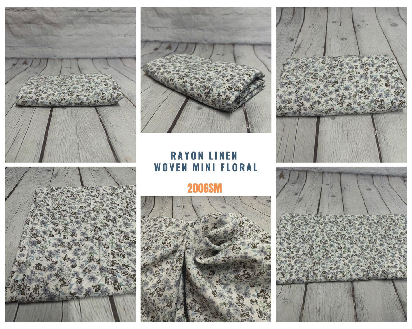 Mini Floral Rayon Linen Blend Soft Woven Fabric By The Yard Flowers 200 GSM