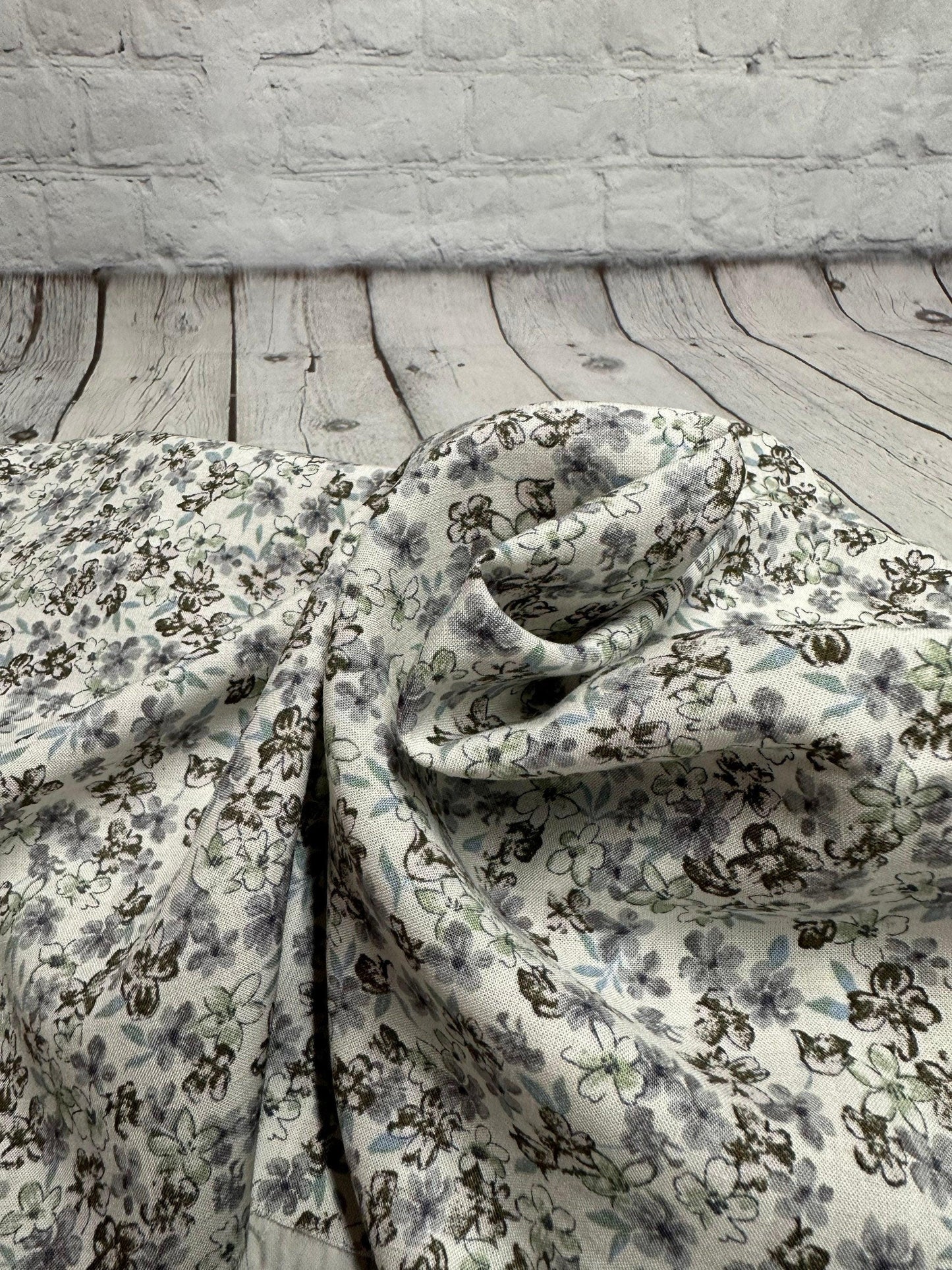 Mini Floral Rayon Linen Blend Soft Woven Fabric By The Yard Flowers 200 GSM