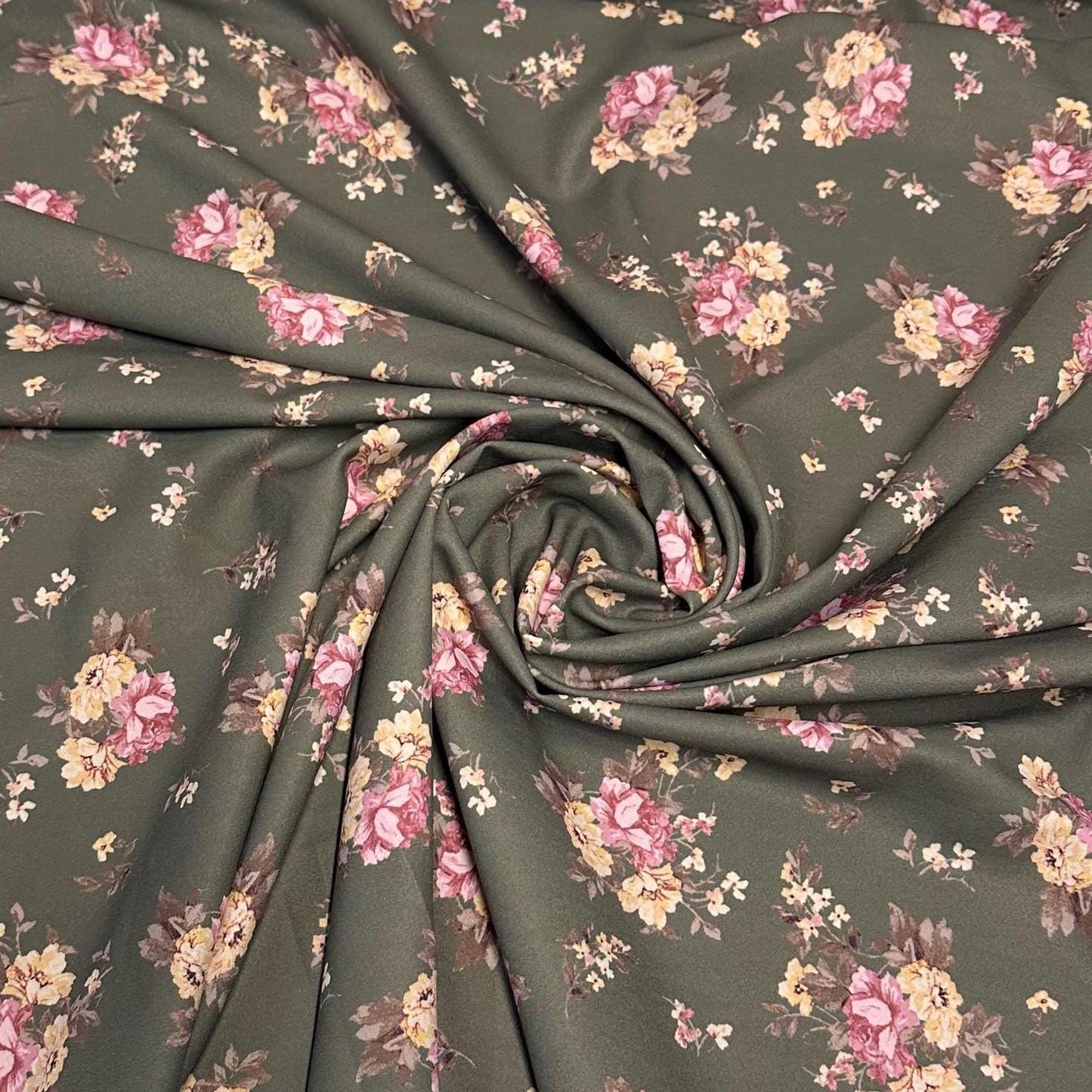 Airflow Woven Print Fabric By The Yard Small Multi Color Summer Floral Print Sage