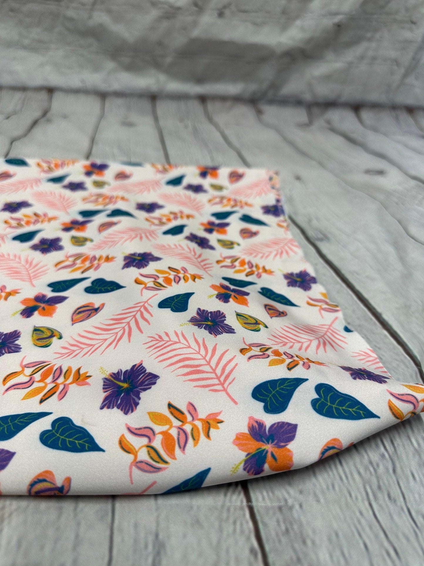 4 Way Stretch Print Spandex Fabric By The Yard Tricot Swim Wear Bikini Floral Multi Color Purple Tone Flower Print 280 GSM