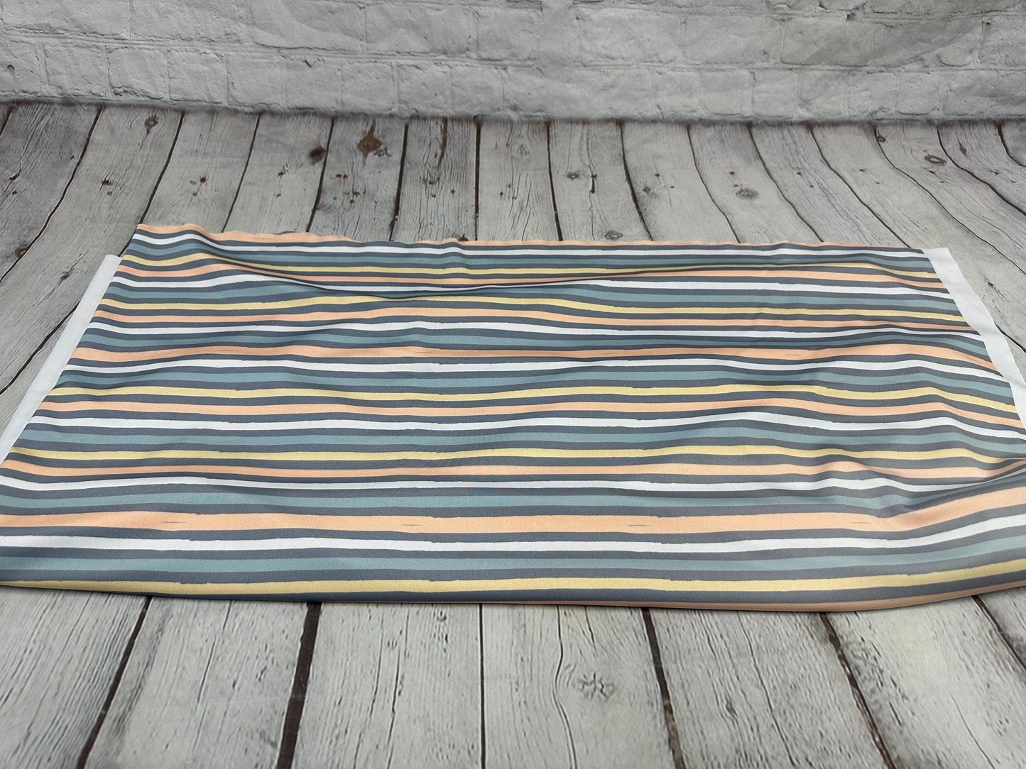 4 Way Stretch Print Nylon Spandex Fabric By The Yard Tricot Swim Wear Bikini Active Boho Vinatge Multi Color Stripe Print 280 GSM