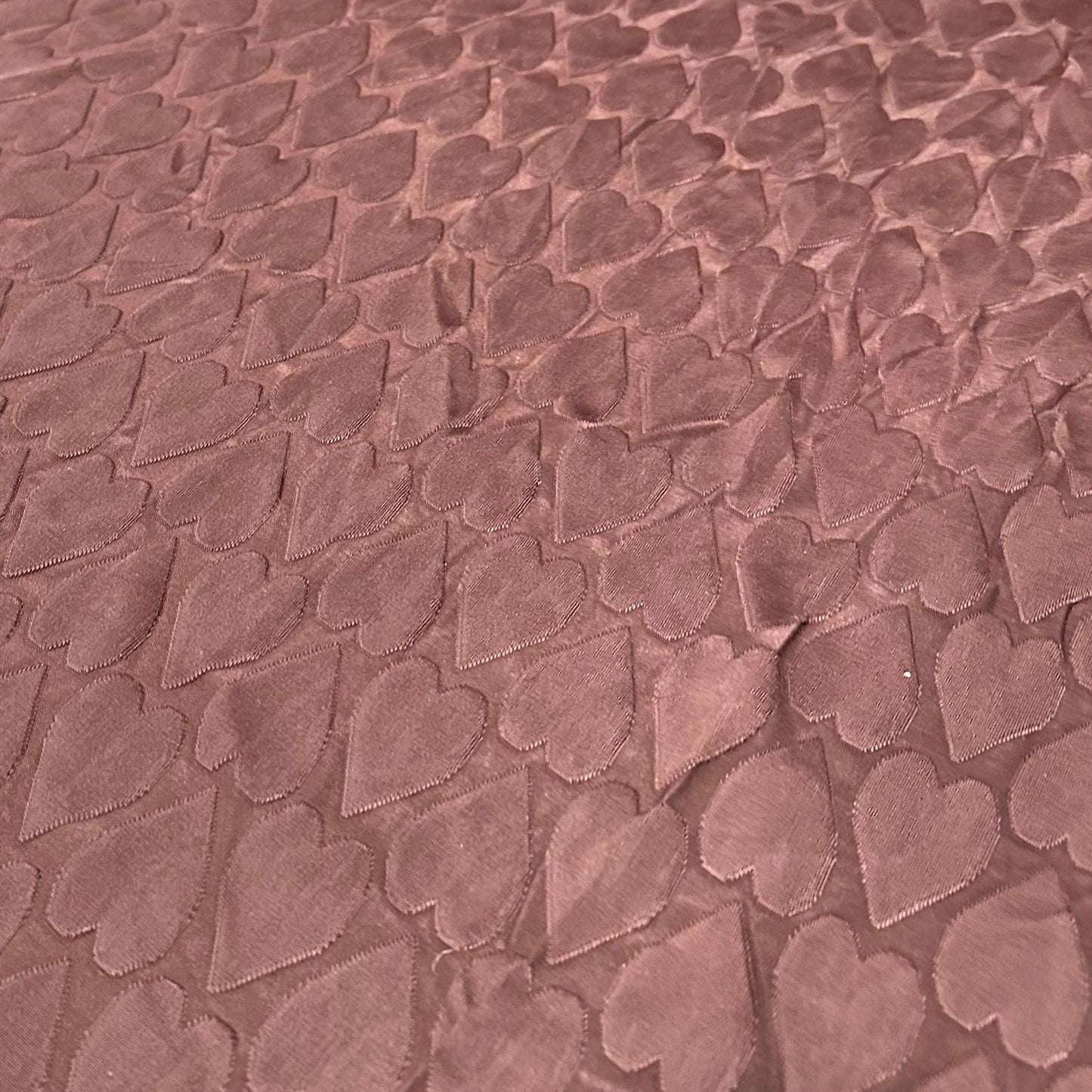 4 Way Stretch Print Nylon Spandex Fabric By The Yard Tricot Swim Wear Bikini Active Wear Embossed Heart Texture Eyelet Brown