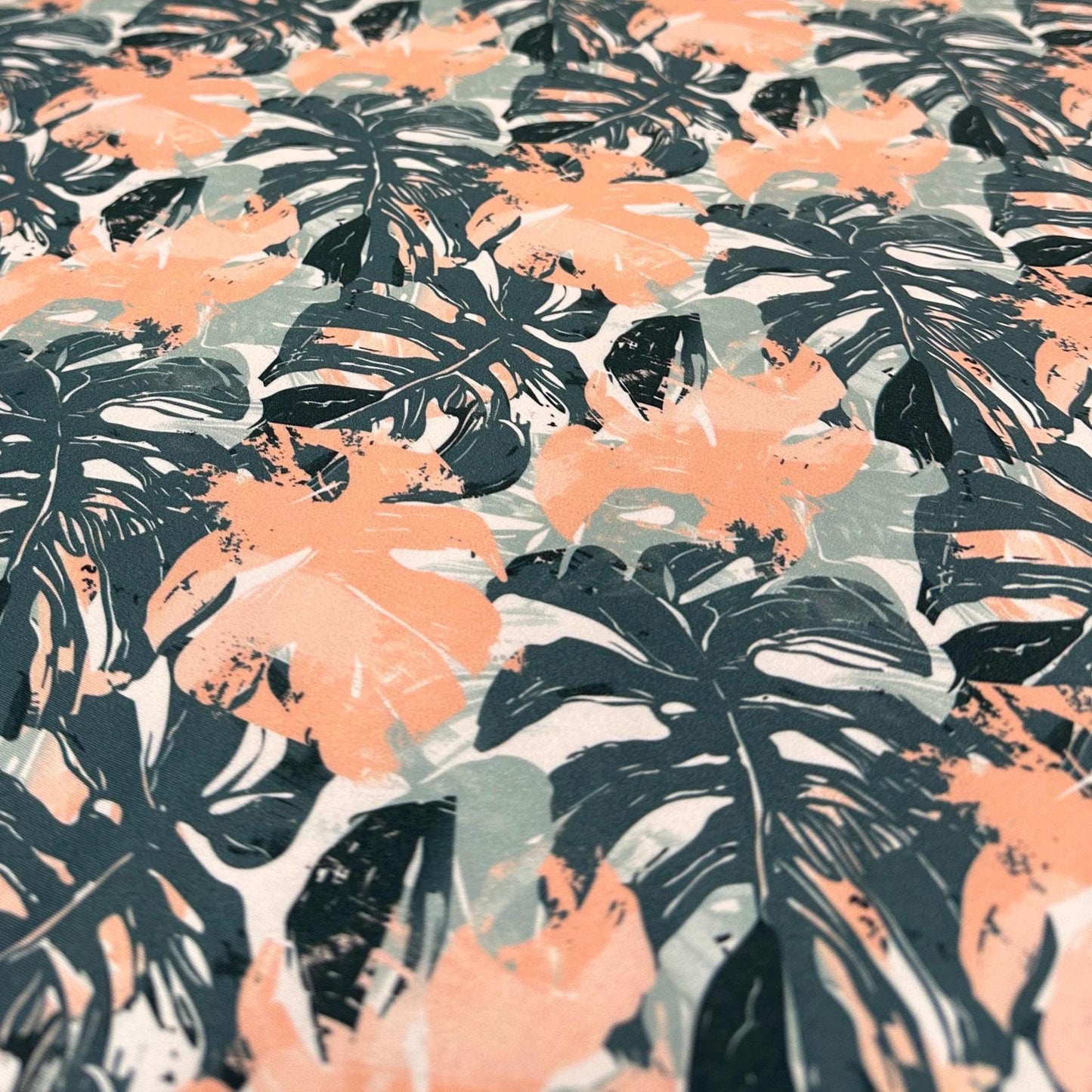 4 Way Stretch Print Spandex Fabric By The Yard Tricot Swim Wear Bikini Tropical Teal Green Mauve Floral Hawaii 280 GSM