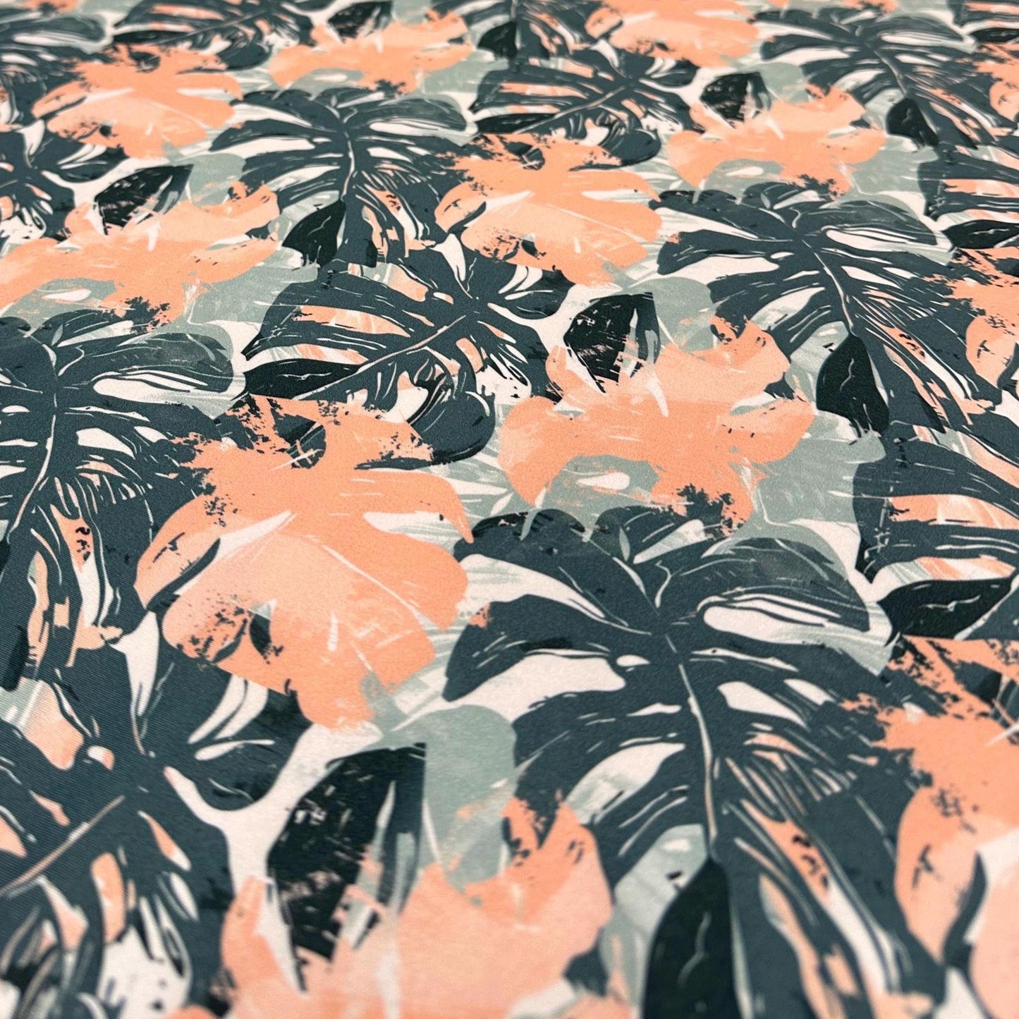 4 Way Stretch Print Spandex Fabric By The Yard Tricot Swim Wear Bikini Tropical Teal Green Mauve Floral Hawaii 280 GSM