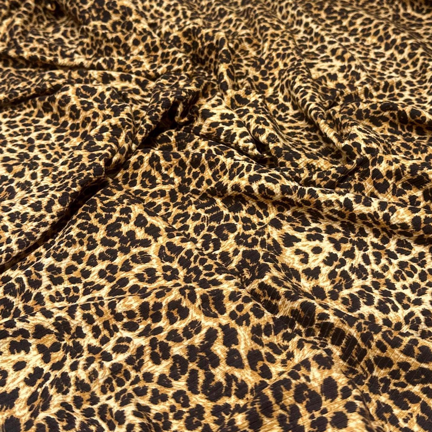 DBP 4x2 Rib Knit Double Brushed Animal Print Leopard Cheetah Polyester Fabric By The Yard