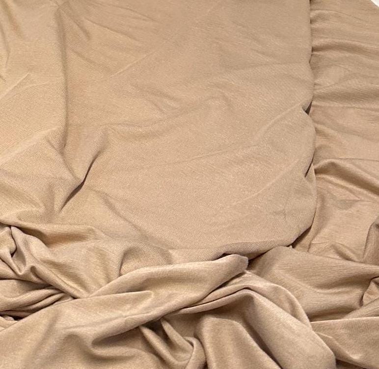 New Colors! 4-Way Stretch Bamboo Fabric| Soft Bamboo Spandex | Fabric By The Yard | For Dresses, Cardigans and Blouses | Nude Taupe Hues