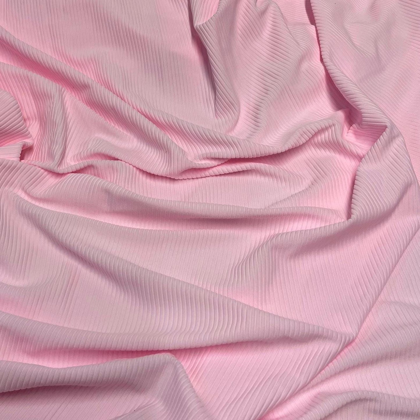 Premium 4-Way Stretch Ribbed Nylon Spandex Fabric for Swimwear Fabric By The Yard Lt Pink
