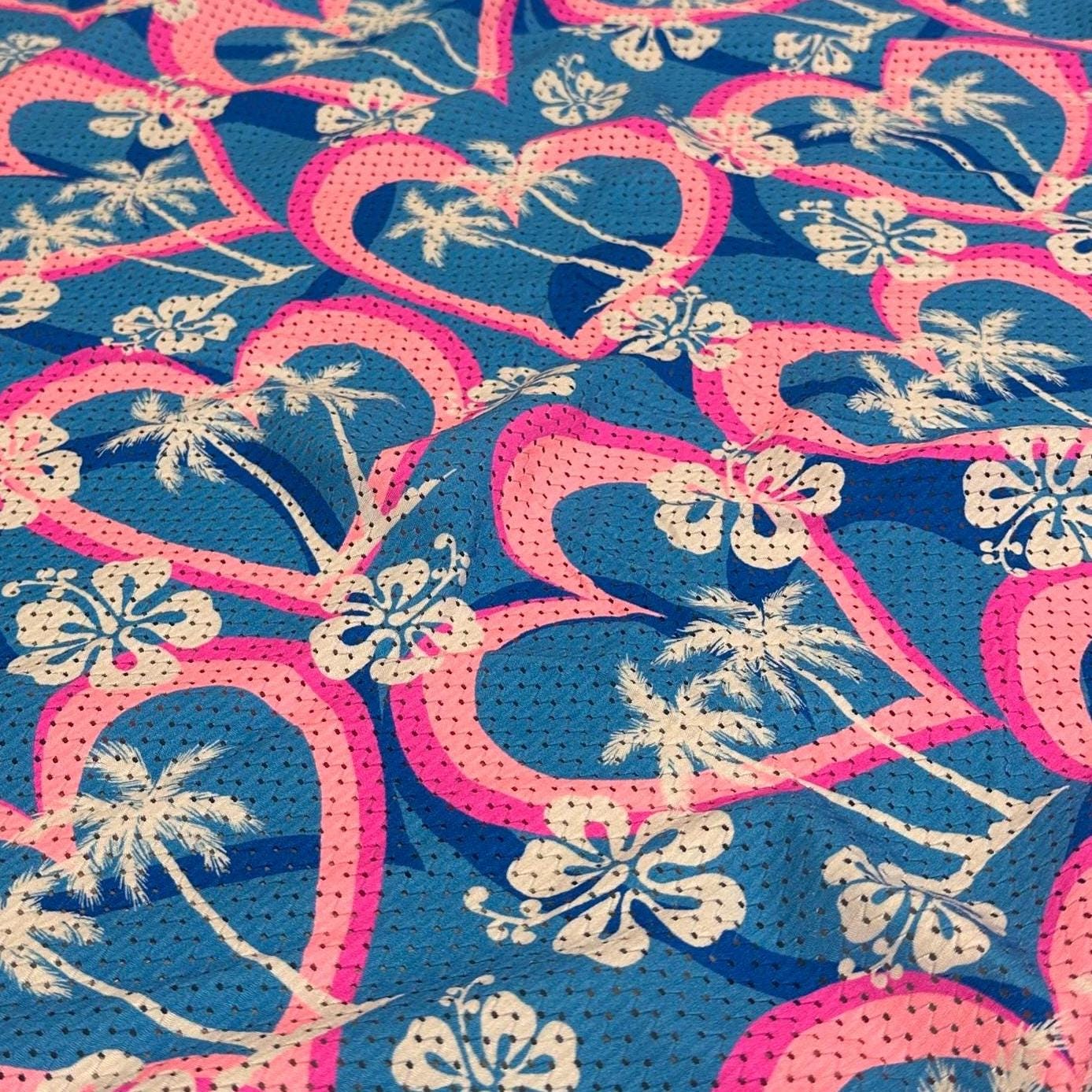 4 Way Stretch Print Poly Spandex Mesh Fabric By The Yard Terry Swim Wear Bikini Active Wear Multicolor Tropical Palm 70s Retro Vintage