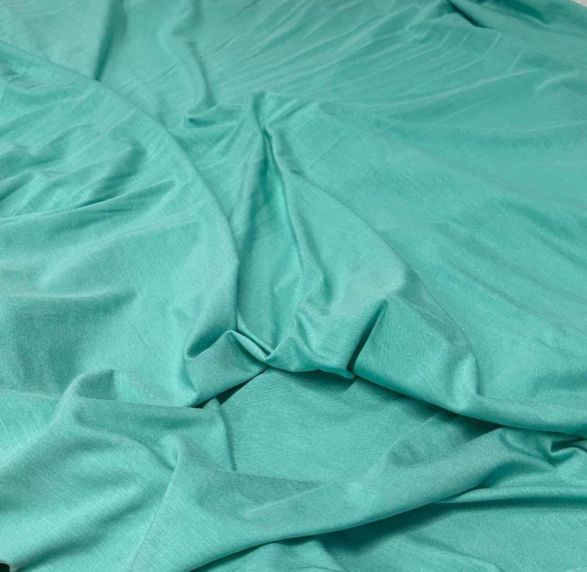 New Colors! 4-Way Stretch Bamboo Fabric| Soft Bamboo Spandex | Fabric By The Yard | For Dresses, Cardigans and Blouses | Denim Sages Colors