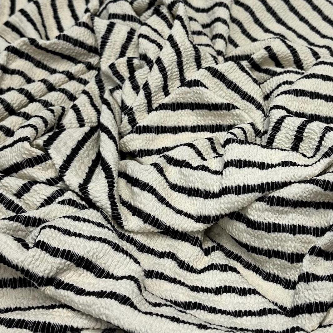 NEW COLORS! Stripe Rib Wave Knit Spandex Fabric By The Yard Cable Knit Spandex Texture Knit