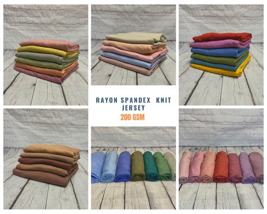 Premium Rayon Spandex Knit Jersey Fabric - 200 GSM, Soft & Stretchy, Perfect for Apparel, Crafts By The Yard