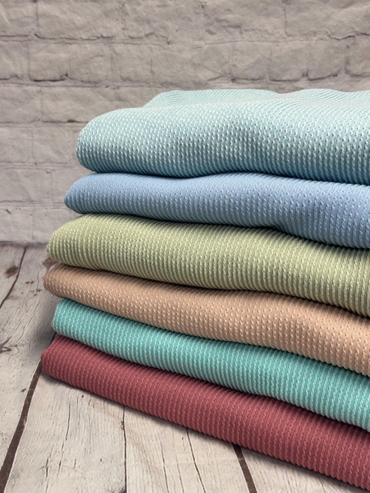 NEW COLORS! Texture Street Rib Wave Knit Spandex Fabric By The Yard Urban Rib Cable Knit Spandex Texture Knit #4