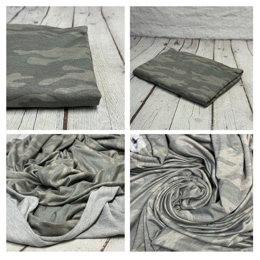 Bamboo Spandex French Terry Army Camp Camouflage Print