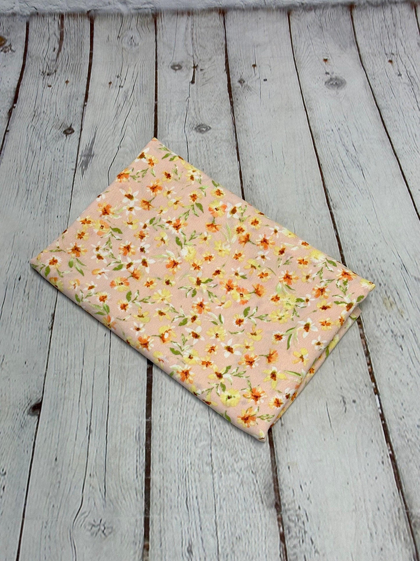 Crinkled Woven Print Fabric By The Yard Small coral Summer Floral Print