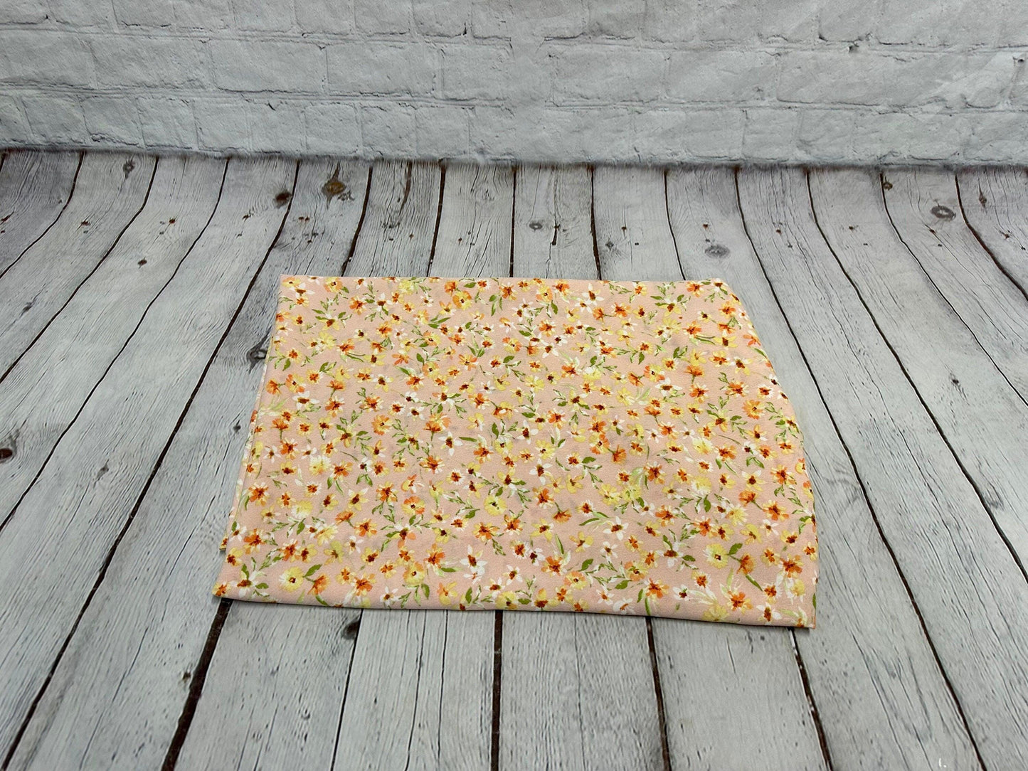 Crinkled Woven Print Fabric By The Yard Small coral Summer Floral Print