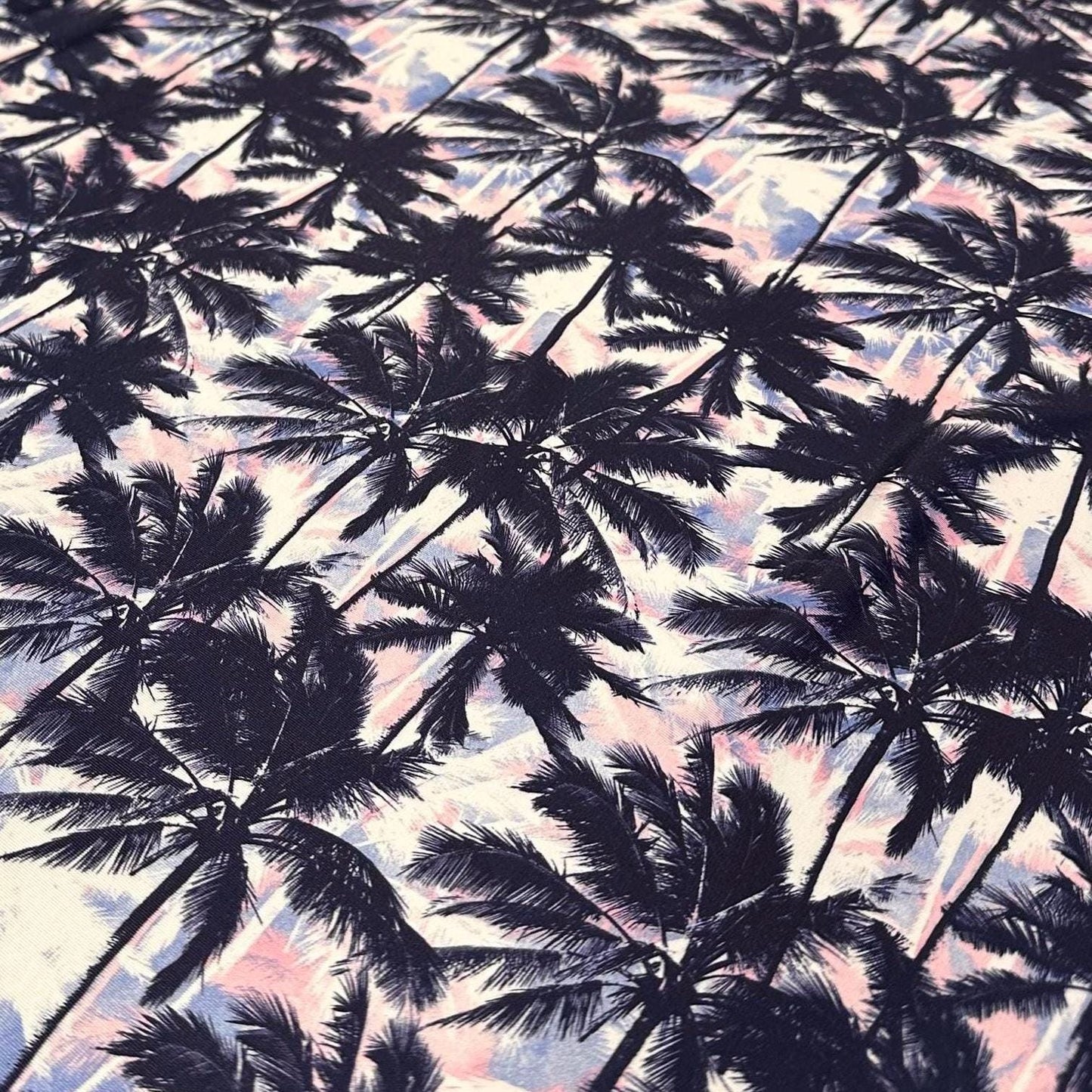 4 Way Stretch Print Nylon Spandex Fabric By The Yard Tricot Swim Wear Bikini Active Wear Tropical Ocean Palm Tree Beach Navy Pink Baby Blue