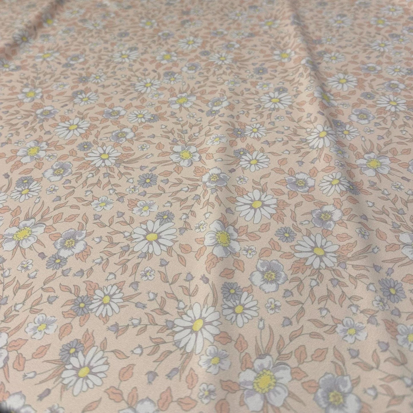 4 Way Stretch Tricot Print Spandex Fabric By The Yard Tricot Swim Wear Bikini Soft Pastel Small Ditsy Flower Foral Peach Daisy