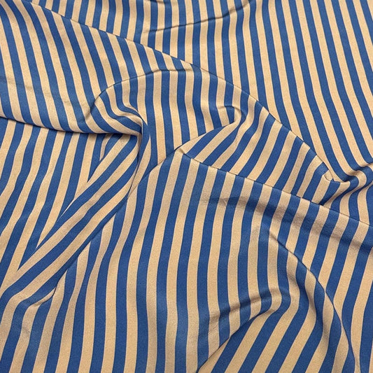 100% Silk Crepe De Chine CDC Stripe Silk Fabric By The Yard Blush Pink Blue 45 inch