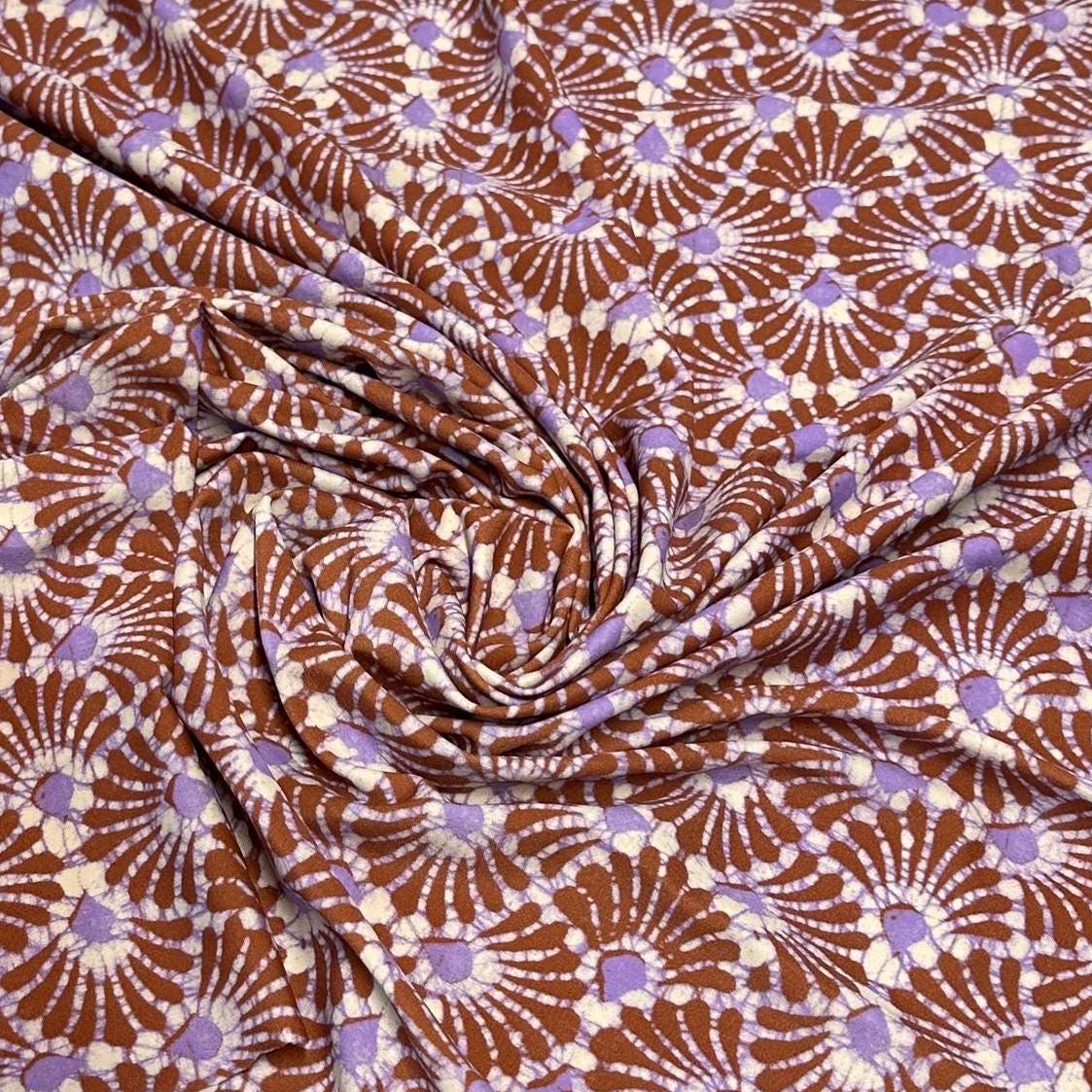 4 Way Stretch Print Nylon Spandex Fabric By The Yard Tricot Swim Wear Bikini Active Wear Geometric Shapes Abstract Mocha Lavender